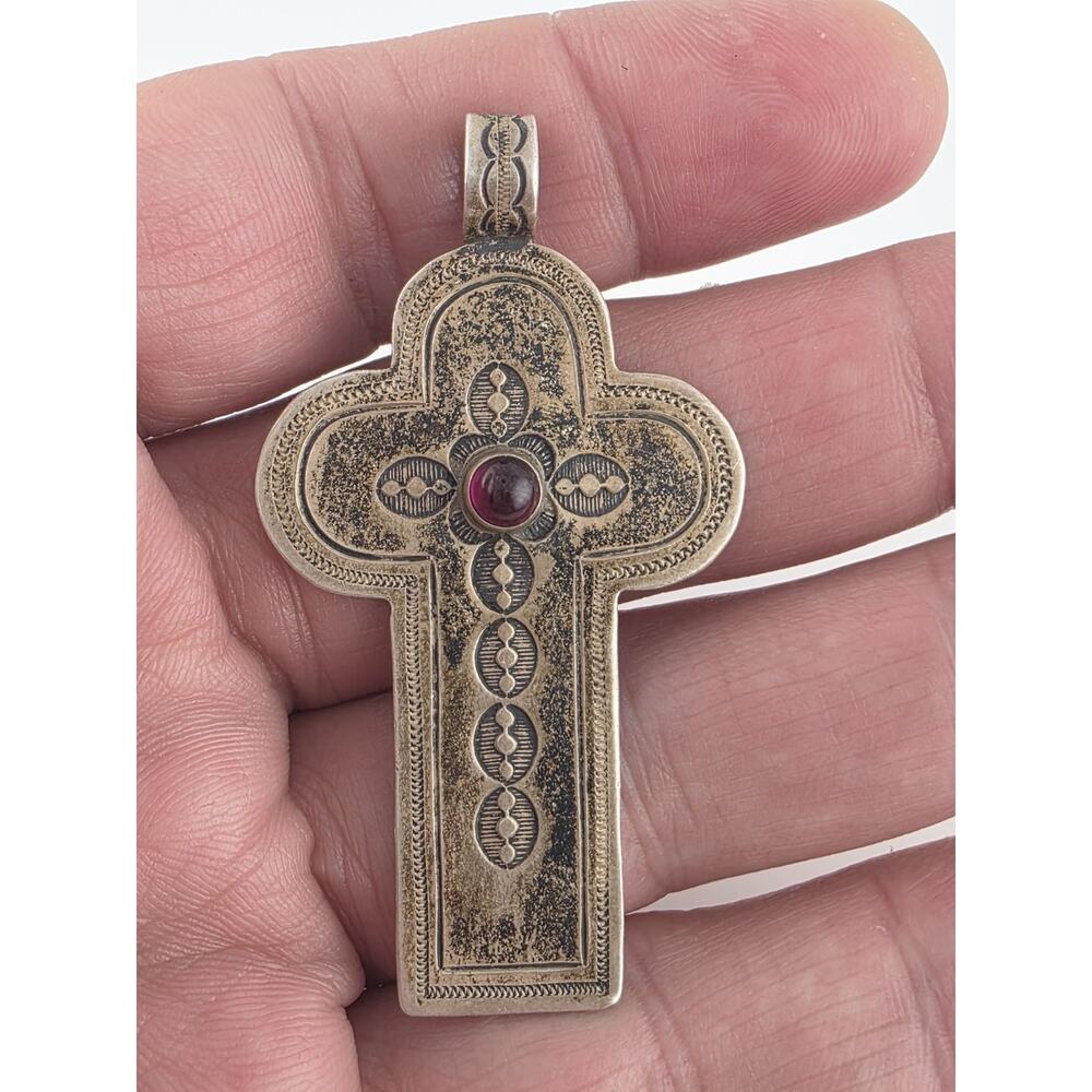 Don Lucas Native American Sterling Silver 925 Gem Stone Cross Pendent